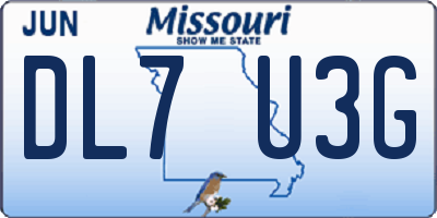 MO license plate DL7U3G