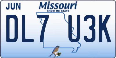 MO license plate DL7U3K