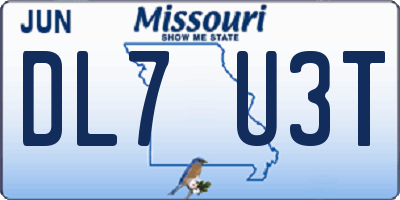 MO license plate DL7U3T