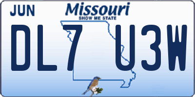 MO license plate DL7U3W