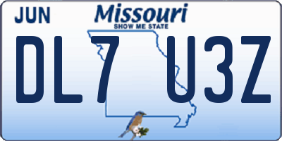 MO license plate DL7U3Z