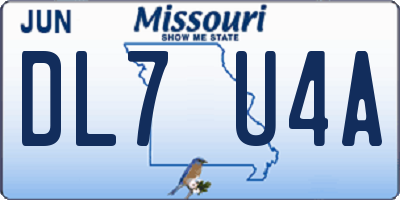 MO license plate DL7U4A