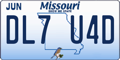MO license plate DL7U4D