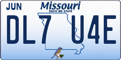 MO license plate DL7U4E
