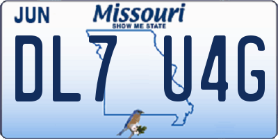 MO license plate DL7U4G