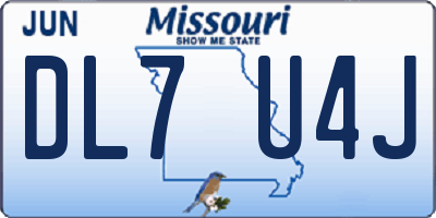 MO license plate DL7U4J