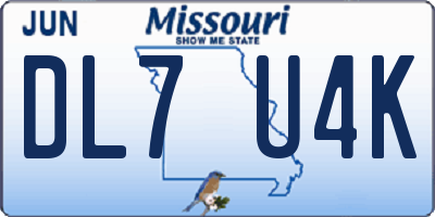 MO license plate DL7U4K