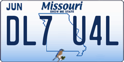 MO license plate DL7U4L