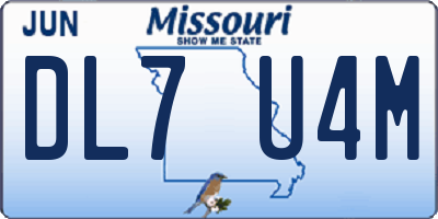 MO license plate DL7U4M
