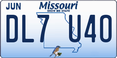 MO license plate DL7U4O
