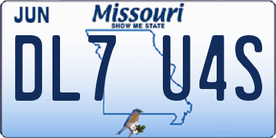 MO license plate DL7U4S