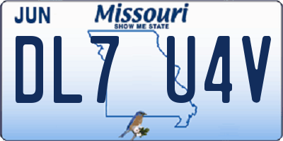 MO license plate DL7U4V