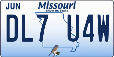 MO license plate DL7U4W