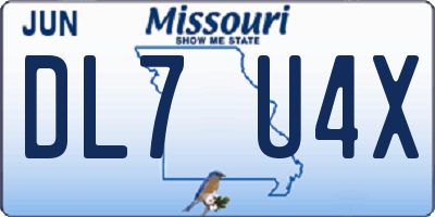 MO license plate DL7U4X