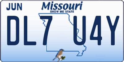 MO license plate DL7U4Y