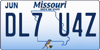 MO license plate DL7U4Z