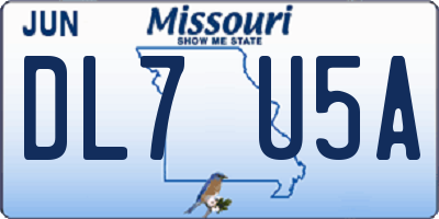 MO license plate DL7U5A