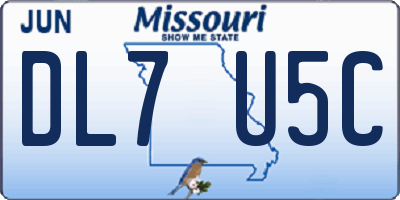 MO license plate DL7U5C