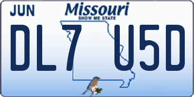 MO license plate DL7U5D