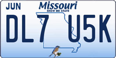 MO license plate DL7U5K