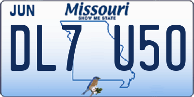 MO license plate DL7U5O