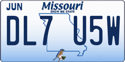 MO license plate DL7U5W