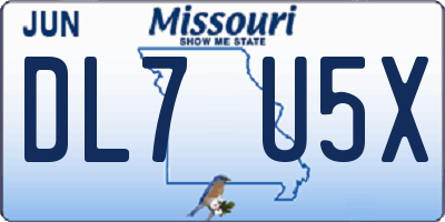 MO license plate DL7U5X