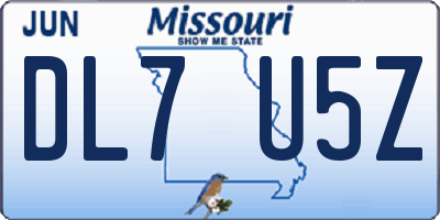 MO license plate DL7U5Z