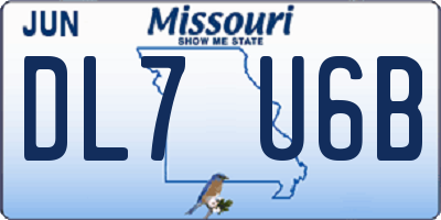 MO license plate DL7U6B