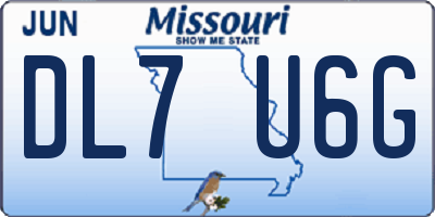 MO license plate DL7U6G