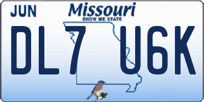 MO license plate DL7U6K