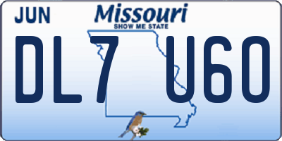 MO license plate DL7U6O