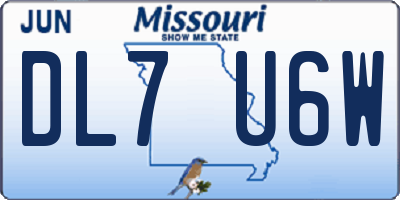 MO license plate DL7U6W