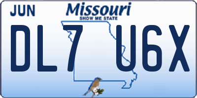 MO license plate DL7U6X