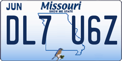 MO license plate DL7U6Z