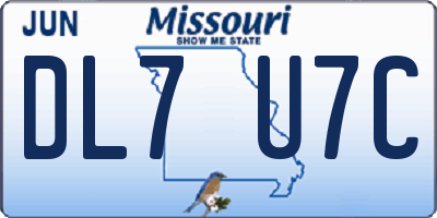 MO license plate DL7U7C
