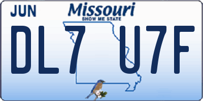 MO license plate DL7U7F