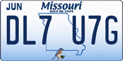 MO license plate DL7U7G