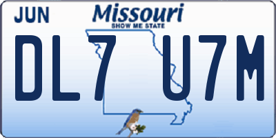 MO license plate DL7U7M