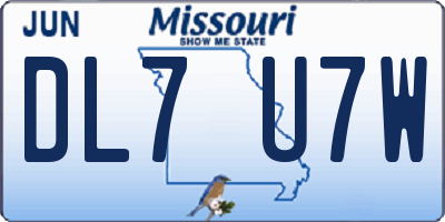 MO license plate DL7U7W