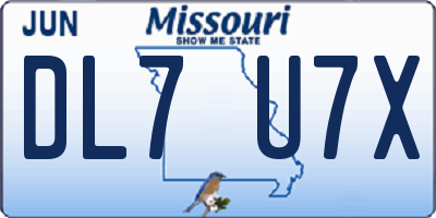 MO license plate DL7U7X