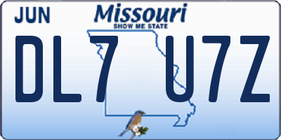 MO license plate DL7U7Z