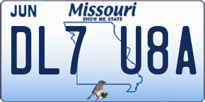 MO license plate DL7U8A