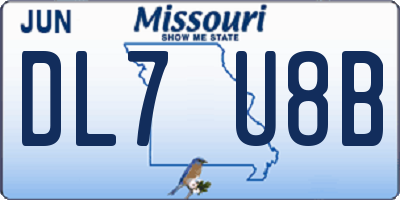 MO license plate DL7U8B
