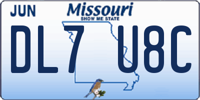 MO license plate DL7U8C