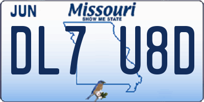 MO license plate DL7U8D