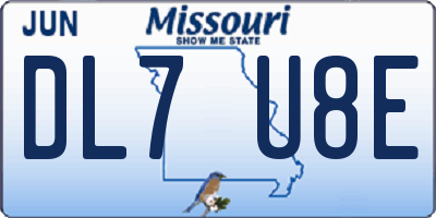 MO license plate DL7U8E