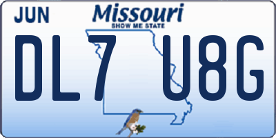MO license plate DL7U8G