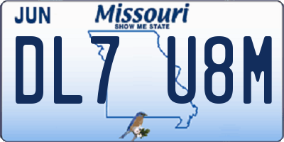 MO license plate DL7U8M