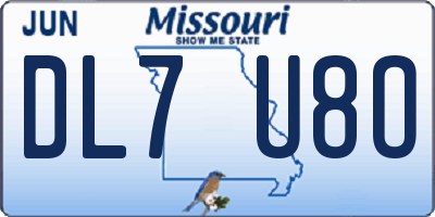 MO license plate DL7U8O